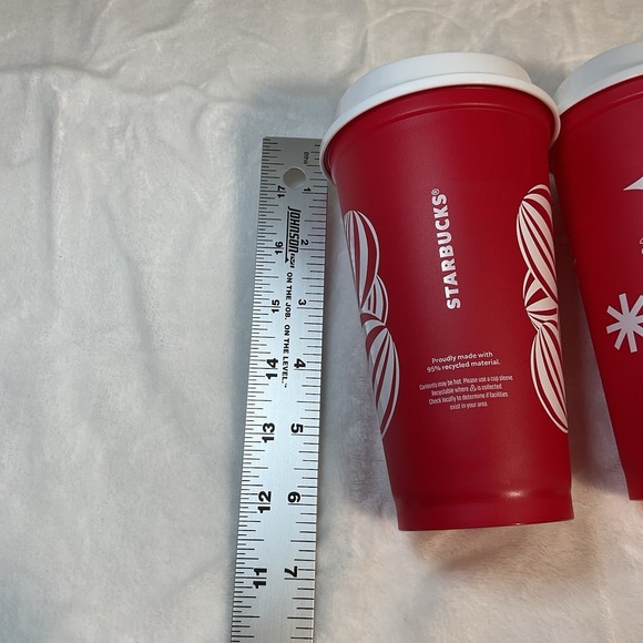 Starbucks 25 Years Holiday LOT OF 3 Cup Cheer Plastic Reusable Red Tumbler 16 oz - Picture 4 of 6